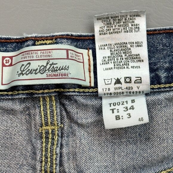 Levi Strauss Signature Jean Shorts Mens 34 Carpenter Baggy Skate Grunge Jort Y2K - Picture 6 of 11